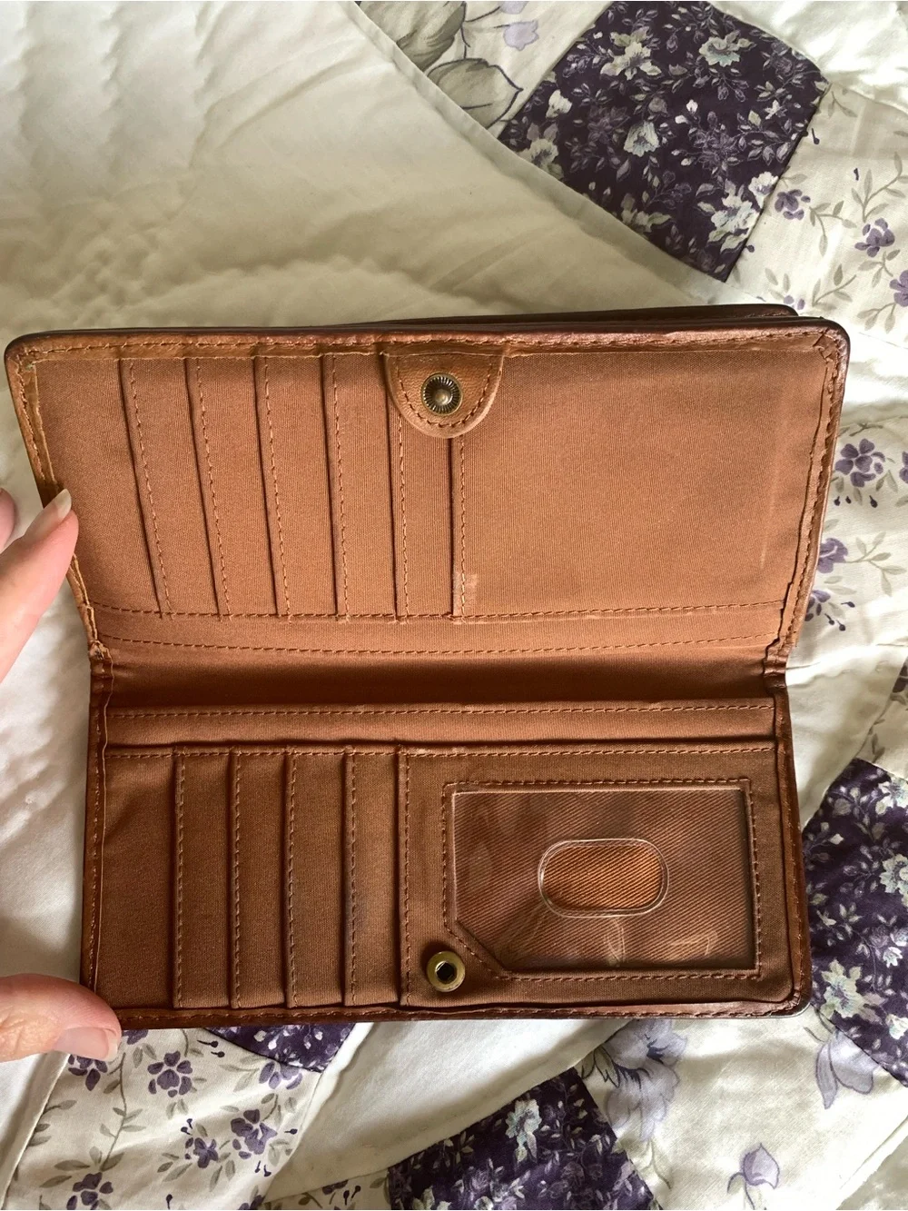 Brown Leather University of FL Patchwork Women's Wallet with Team Logos